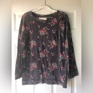Obey Propaganda gray floral pullover top size S